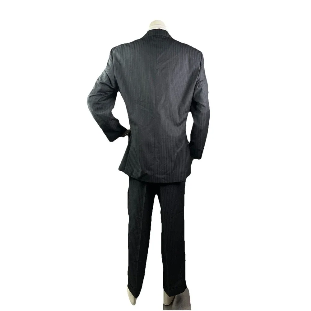 Caravelli Striped Super 150s Gray Mens 2pc Suit Jacket Pants 42R 36x30